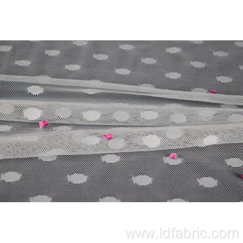 Nylon Spandex White Dots Mesh Fabric